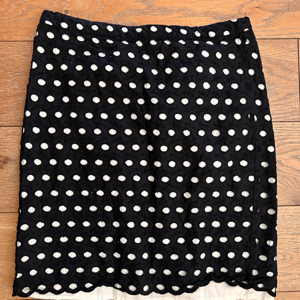 LOFT Black and White Dot Pencil Skirt